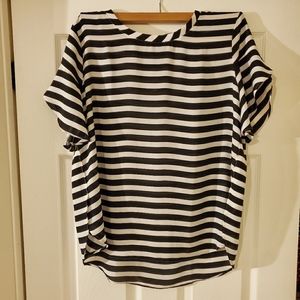 LOFT Black & White Striped Blouse